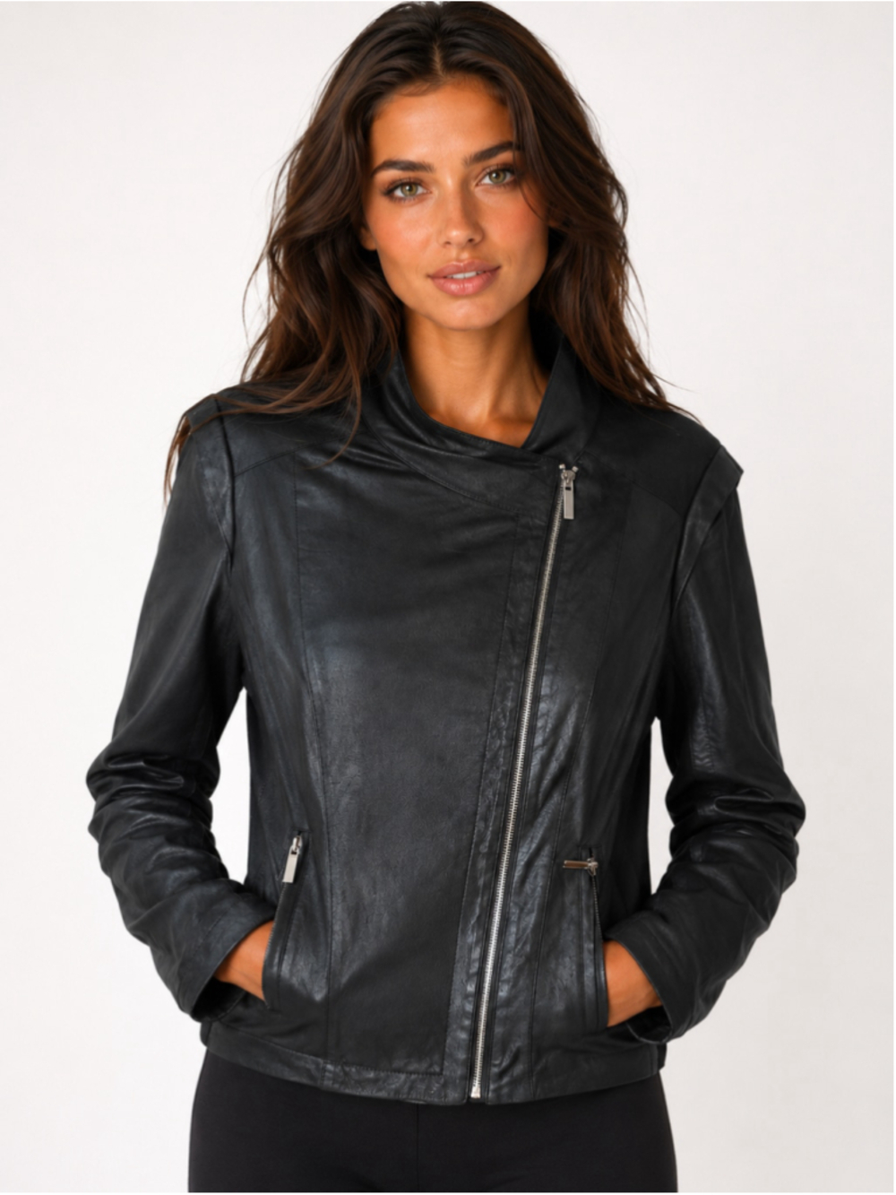 Vintage Aqua Genuine Leather Jacket Asymmetrical Moto Rib Y2K 90s Indie Sleaze S